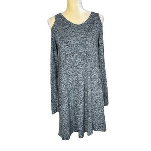 Poof Marled Grey Cold Shoulder Long Sleeve sweater Dress Size M